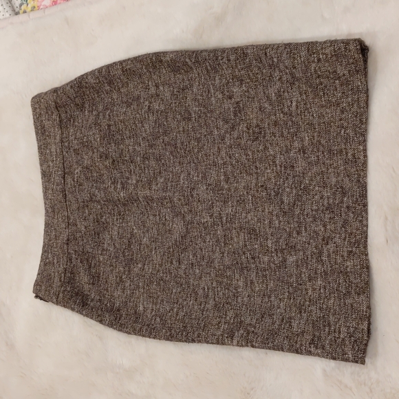 Tweed Skirt 2 petite Brown Nubby Wool Blend zipper Edgy Office Style Nordstrom - Picture 4 of 5